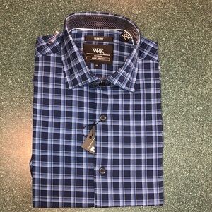 WRK 4 Way Stretch Button down Long sleeve Multi Plaid Men's Dress Shirt